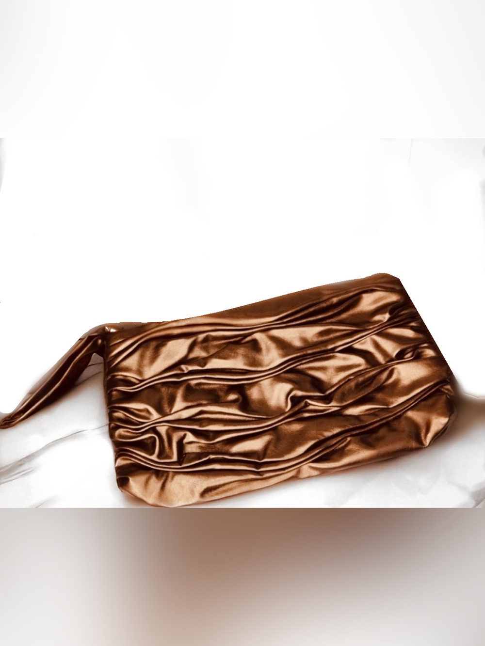 Elegant Elizabeth Arden Metallic Bronze Ruched Clutch/Wristlet